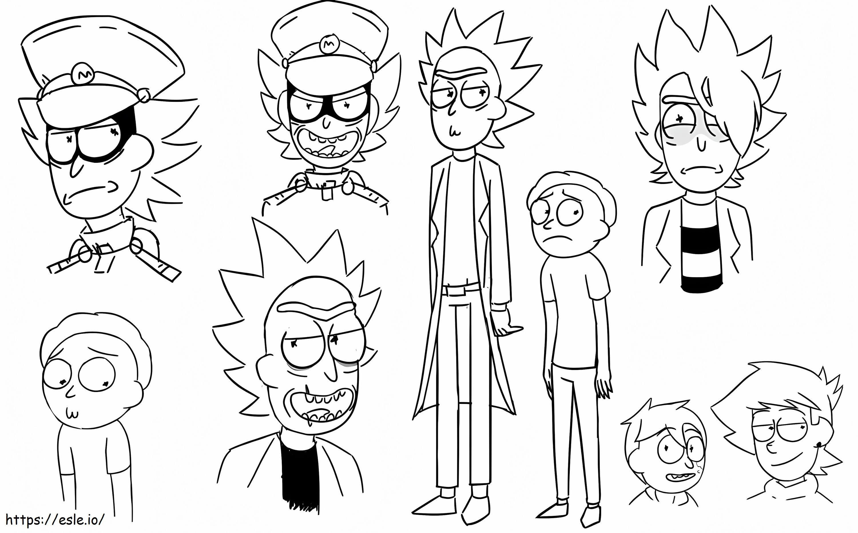 Rick ja Morty -hahmot värityskuva