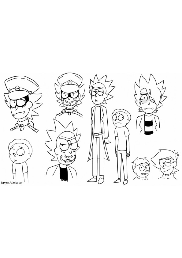 Personajes de Rick y Morty para colorear