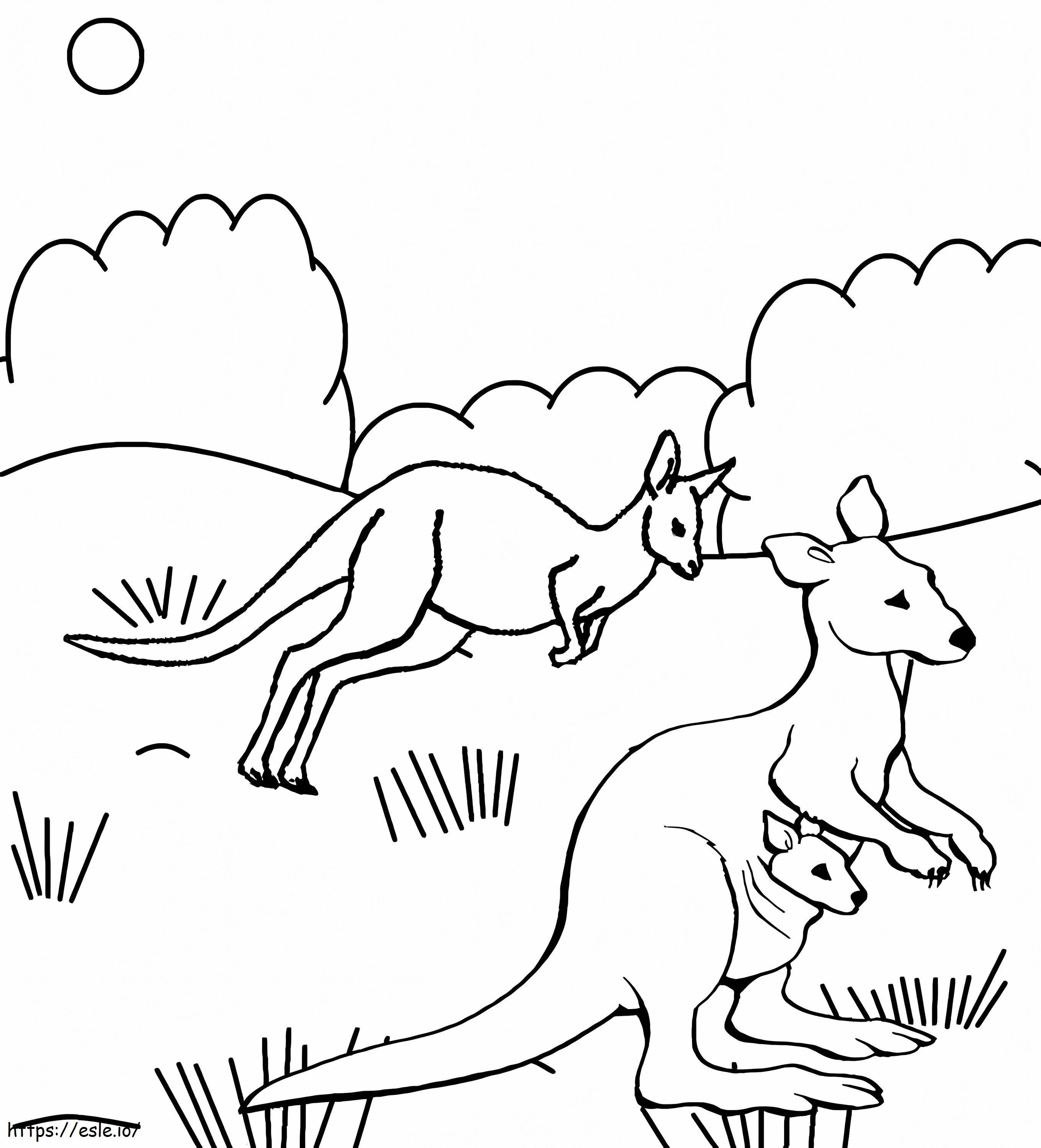 Stunning Mother And Baby Kangaroo coloring page