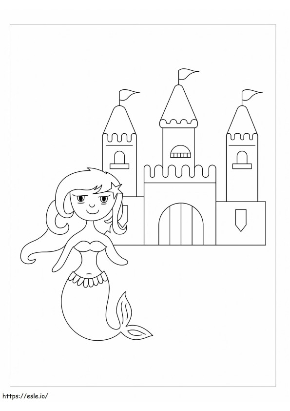 Meerjungfrau mit Schloss ausmalbilder