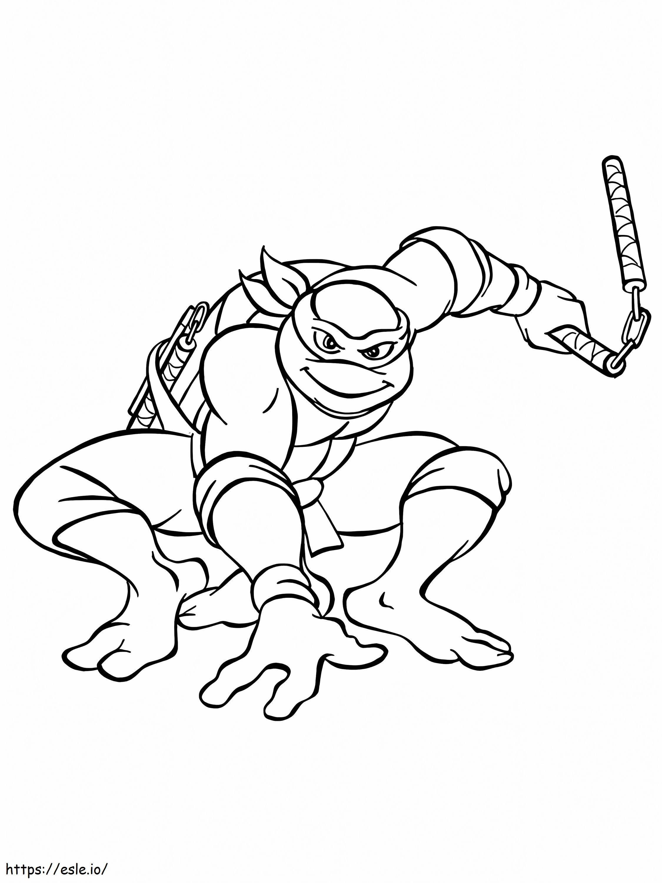 tortuga ninja y nunchaku para colorear