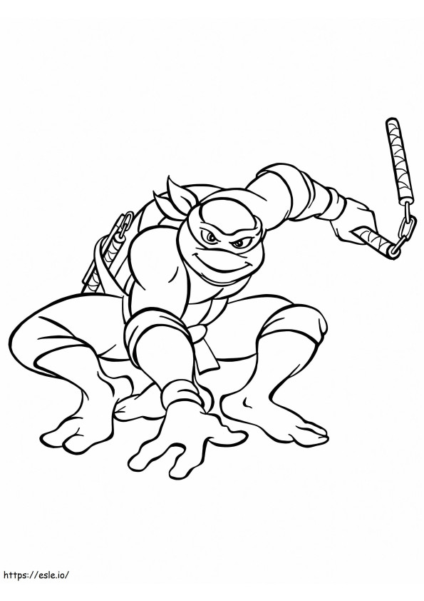 Ninja-Schildkröte und Nunchaku ausmalbilder