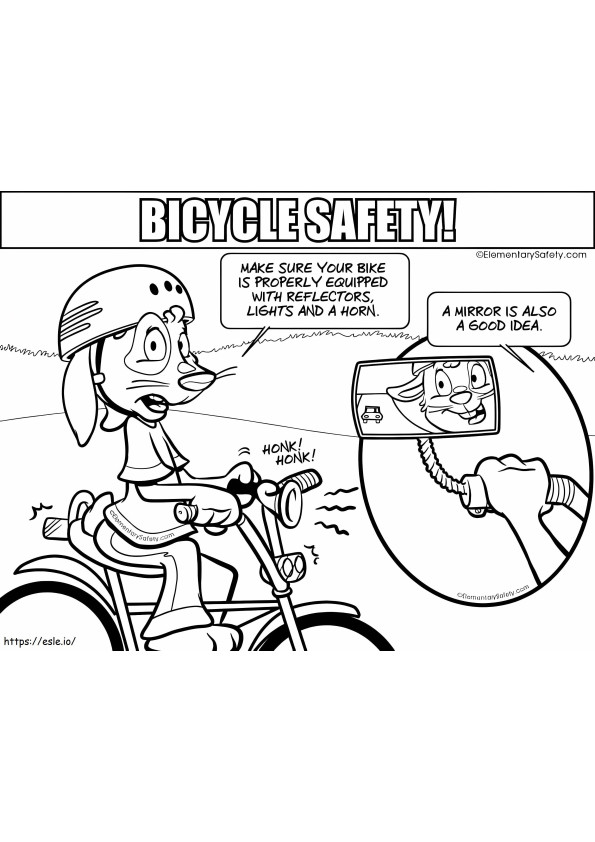 Reflectors Lights Horn Bicycle Safety coloring page