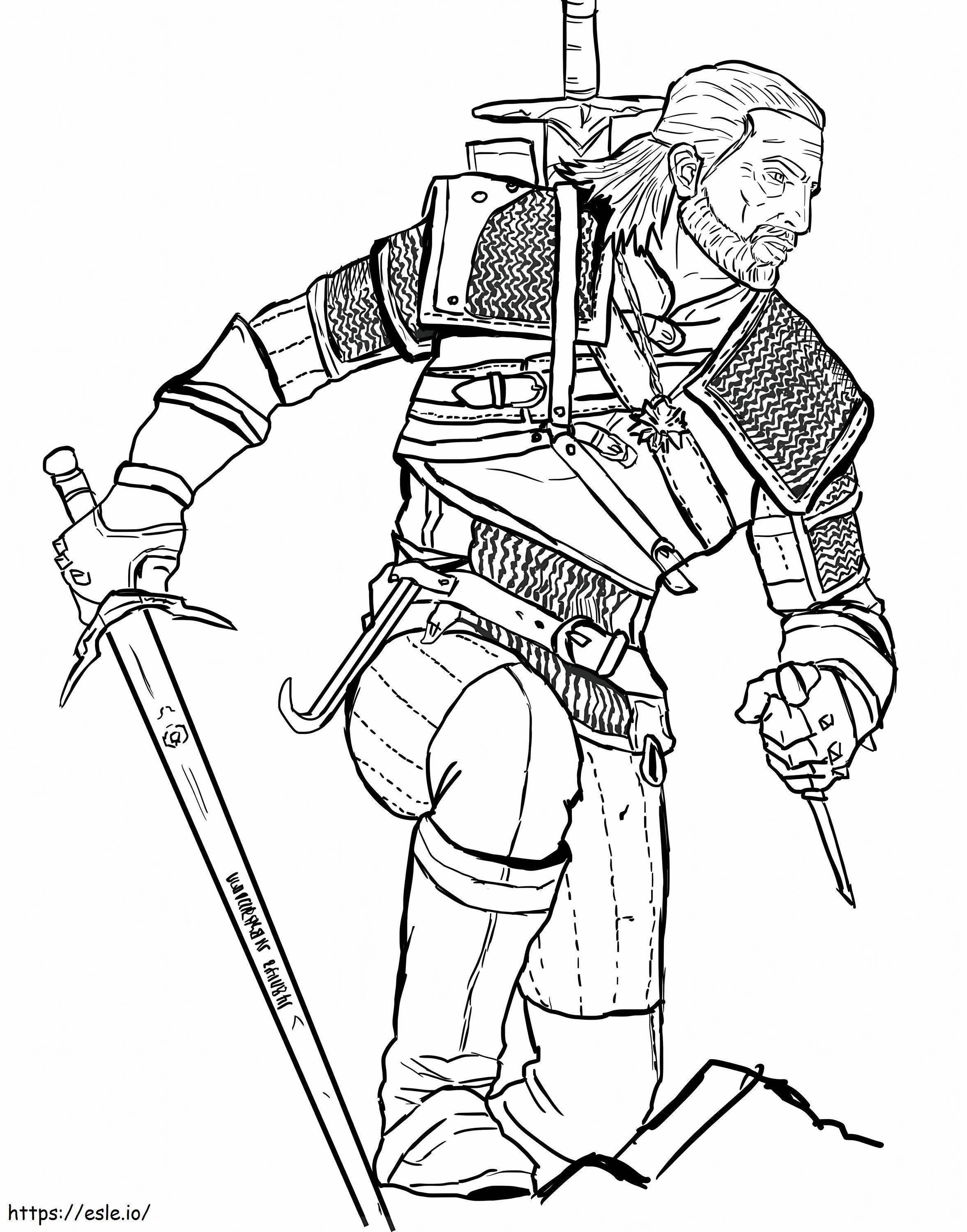 Coloriage Geralt chasseur de monstre à imprimer dessin