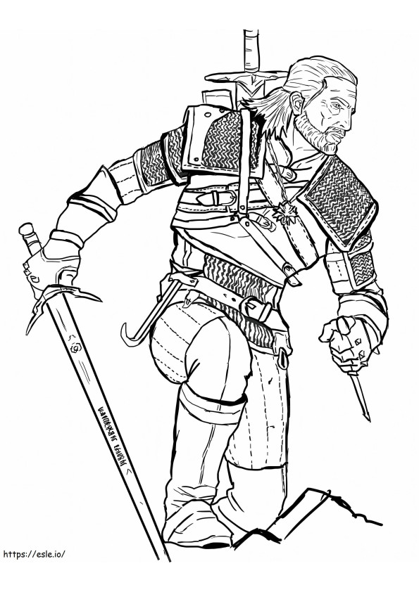 Coloriage Geralt chasseur de monstre à imprimer dessin