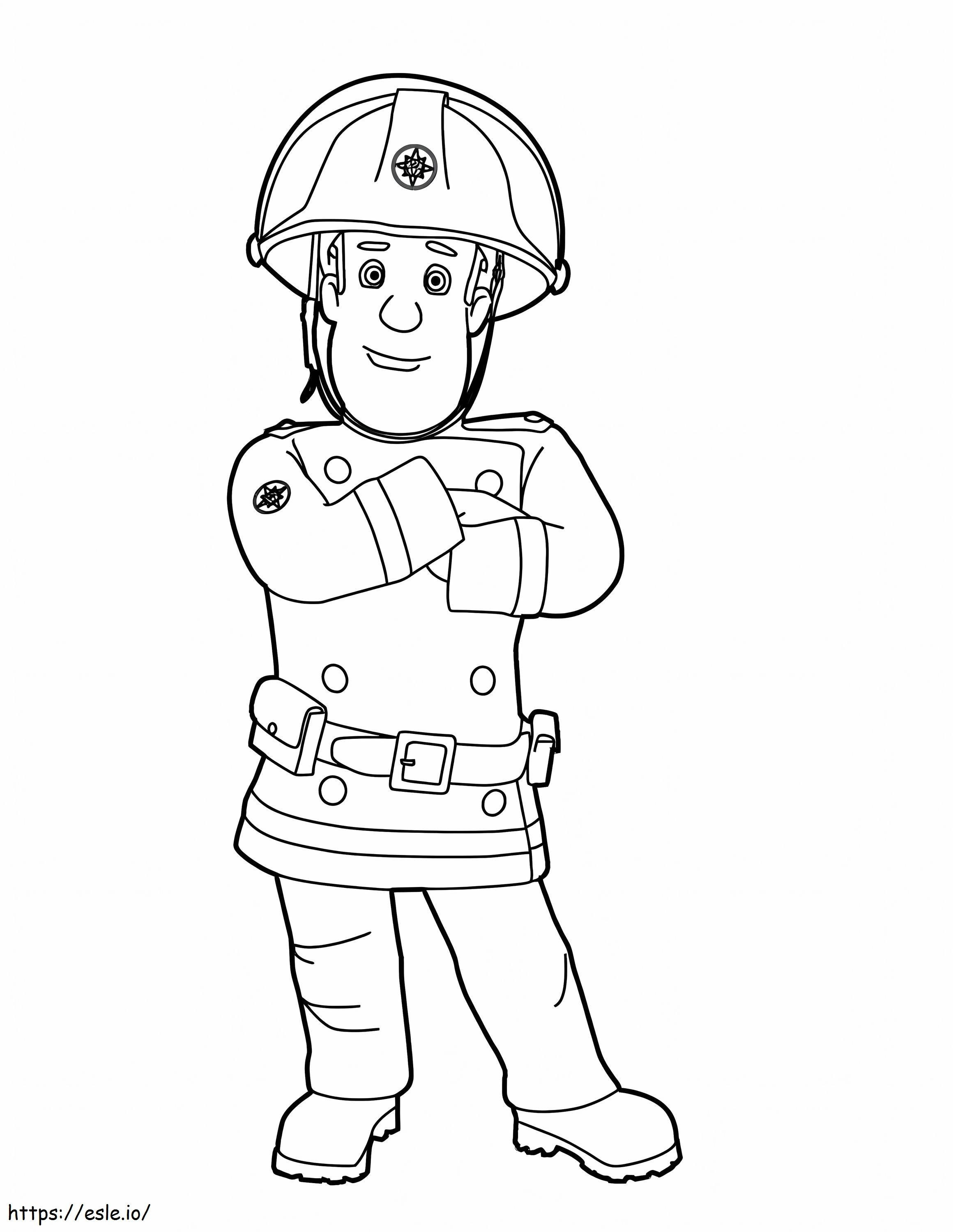 Coloriage Sam le pompier drôle à imprimer dessin
