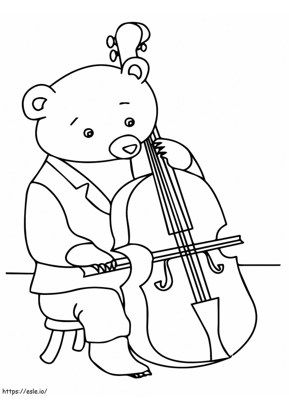 Urso tocando violoncelo para colorir