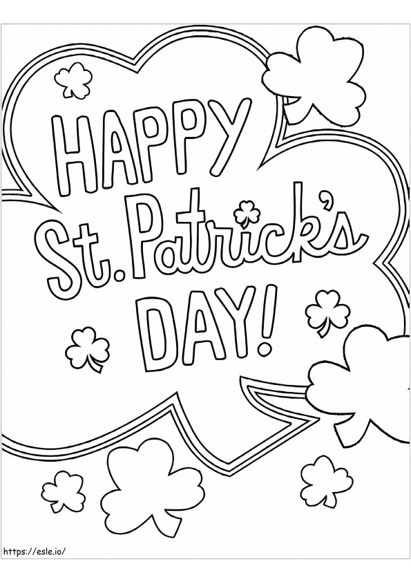 Happy Saint Patricks Day coloring page