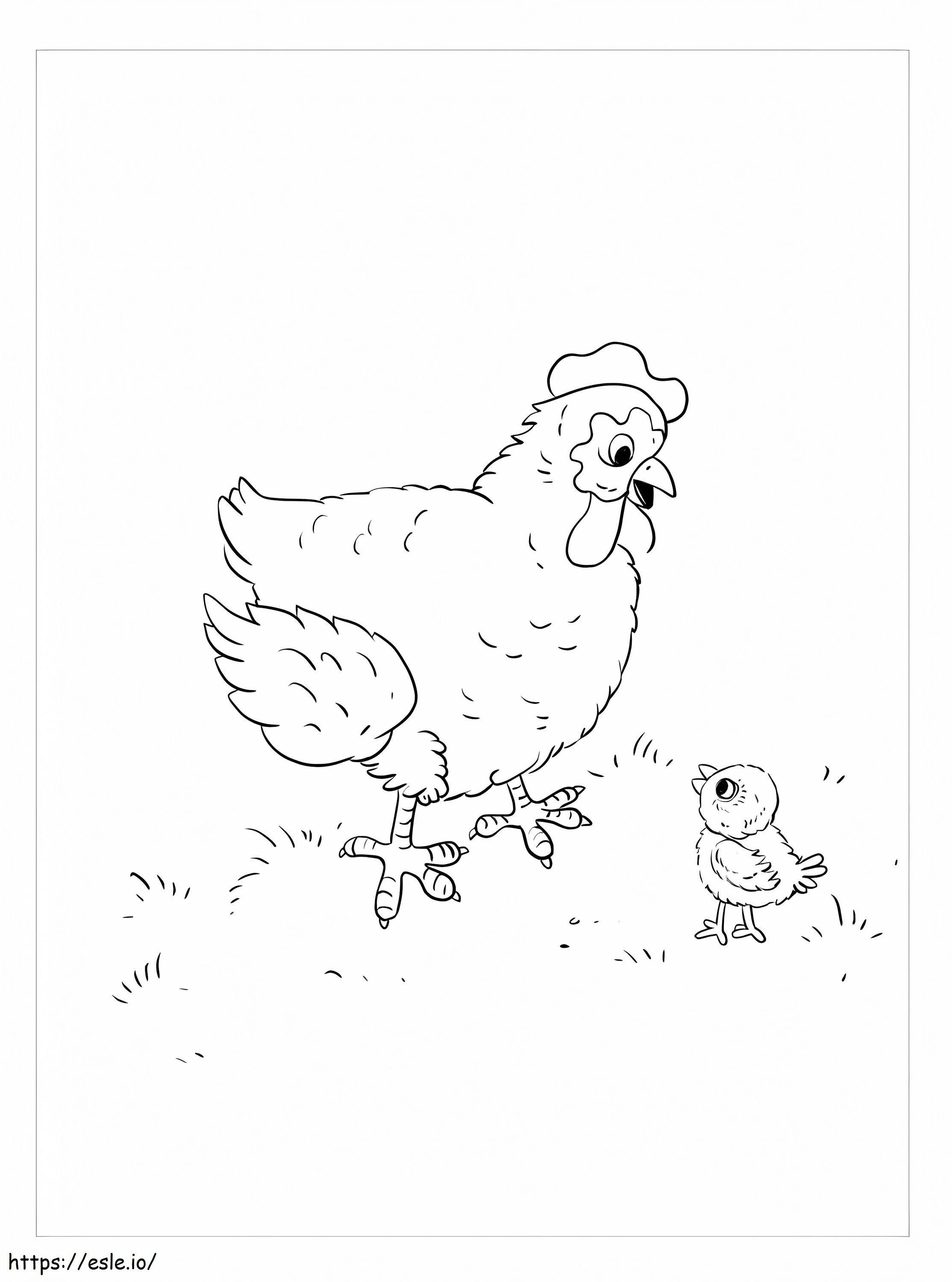 Rooster And Chick coloring page