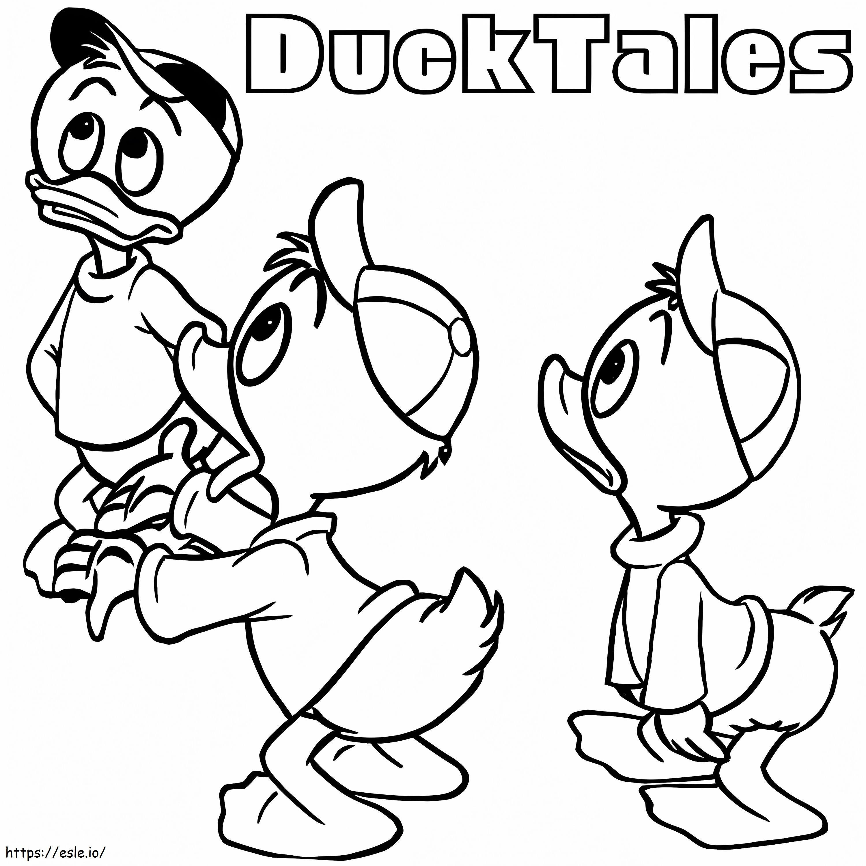 Coloriage Ducktalesden Huey Dewey et Louie à imprimer dessin