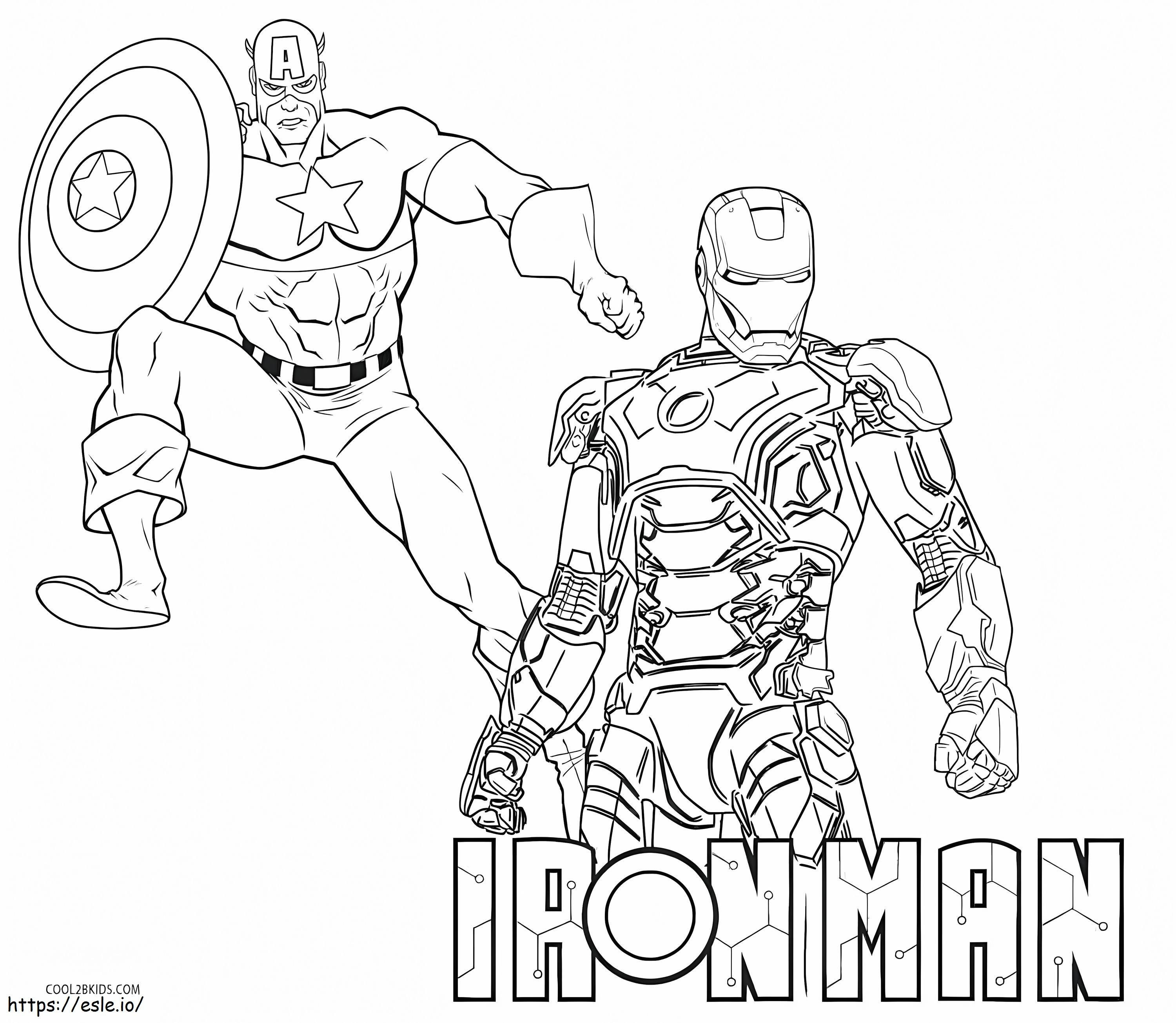 Ironman ja Kapteeni Amerikka värityskuva