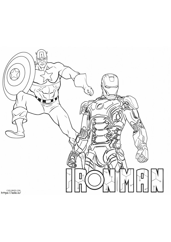 Coloriage Ironman et Captain America à imprimer dessin