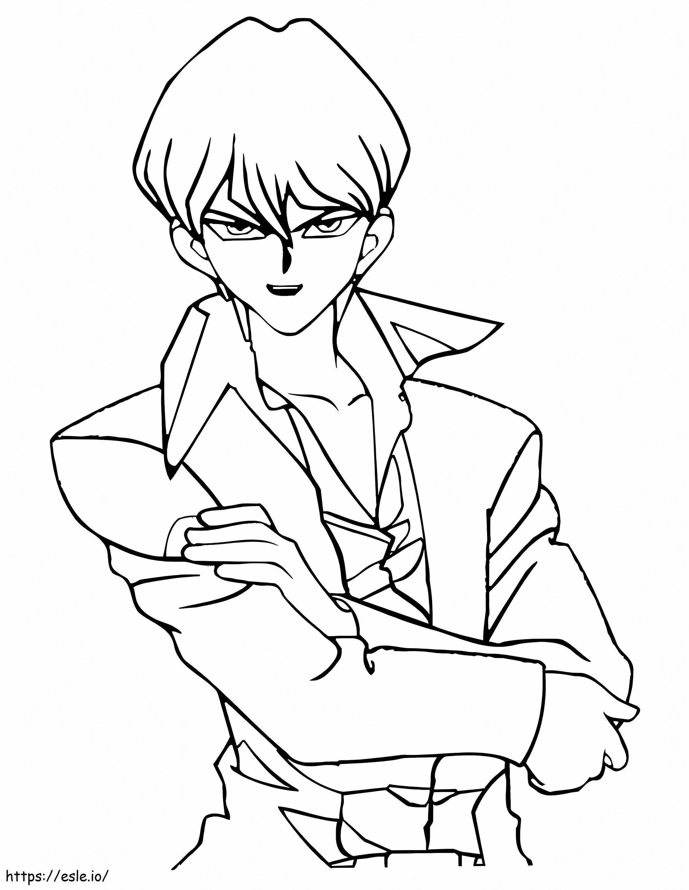 Awesome Seto Kaiba From Yu Gi Oh coloring page