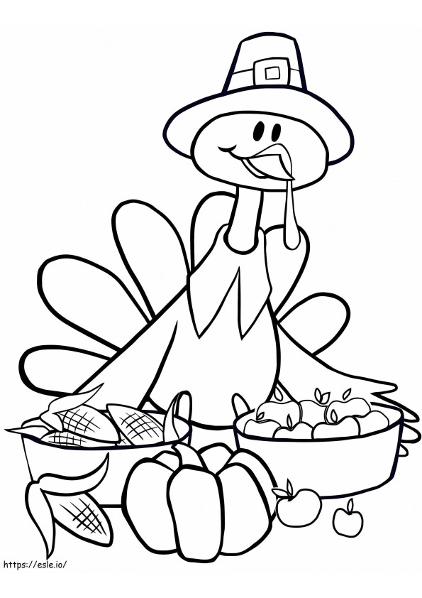 1588061378 Cute Turkey With Vegetables coloring page