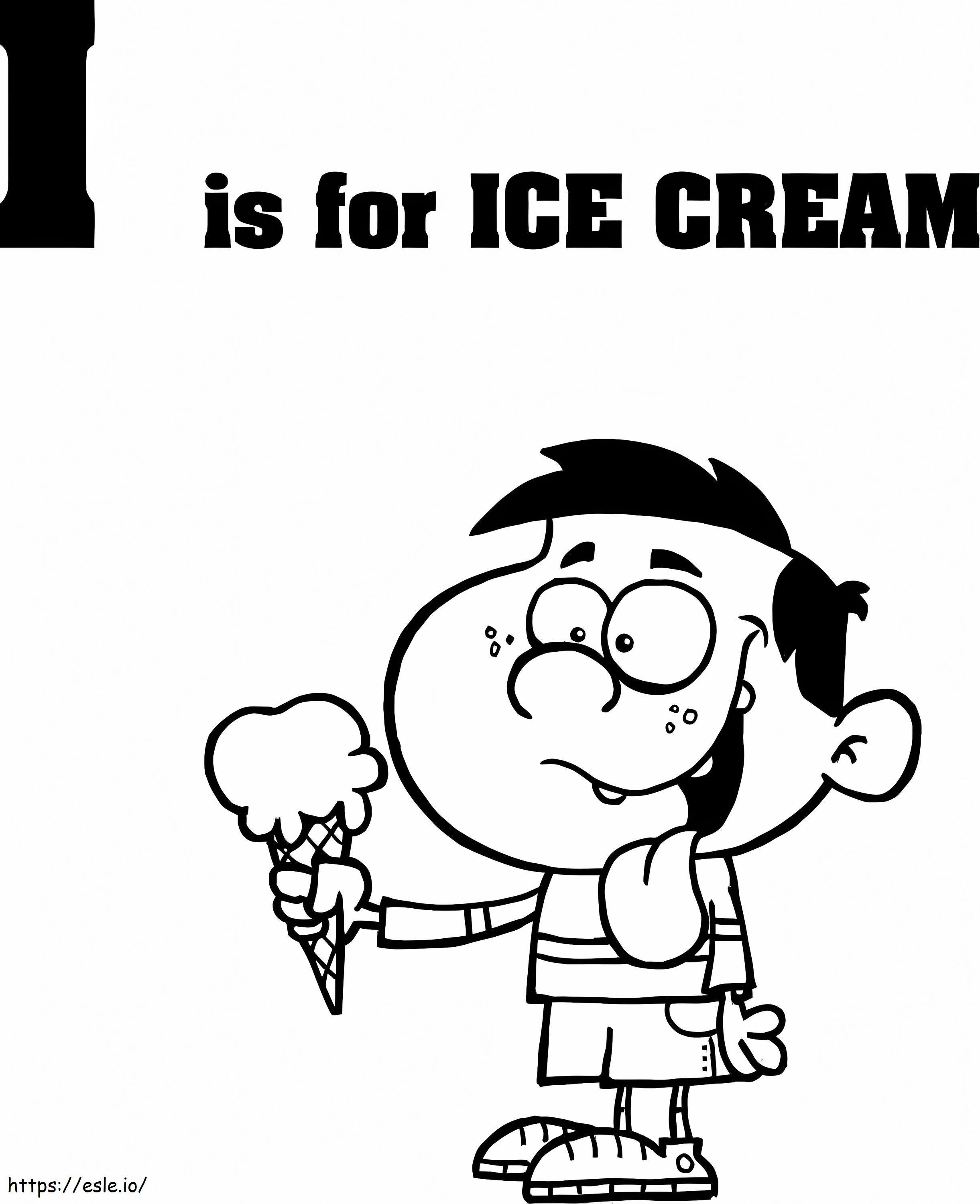「I」という文字はアイスクリームのことです ぬりえ - 塗り絵