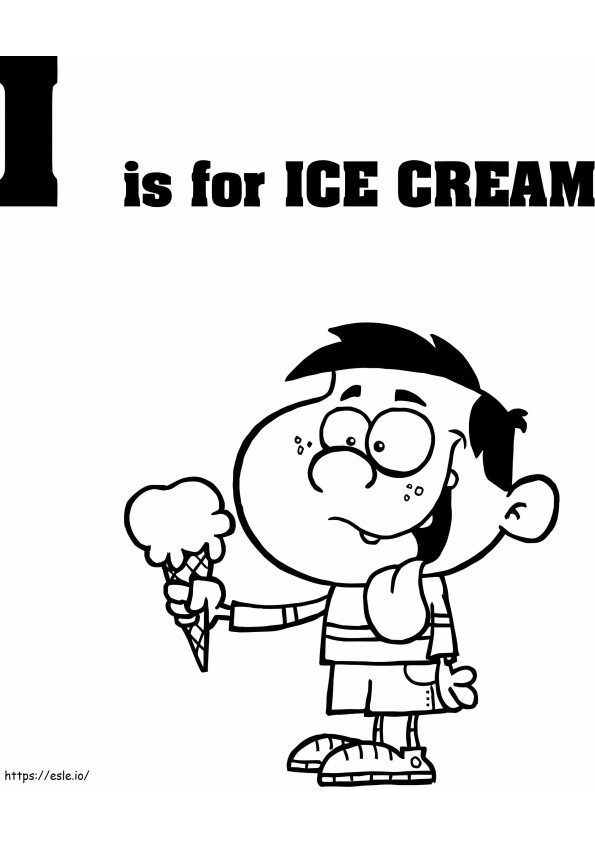 A letra I é para sorvete para colorir