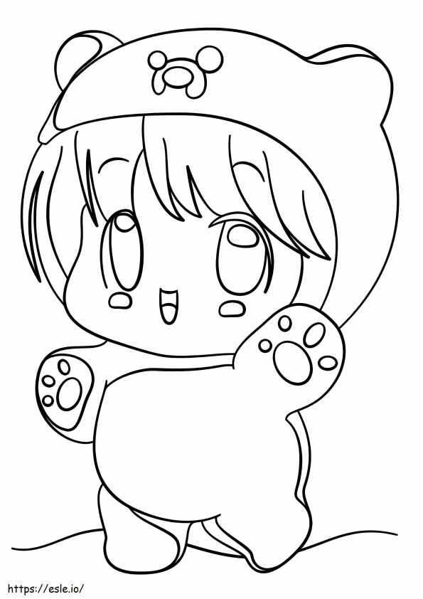 Kawaii Bear Girl coloring page