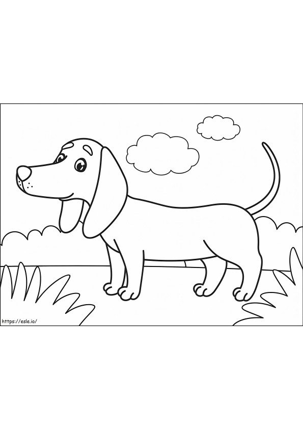 Happy Dachshund coloring page