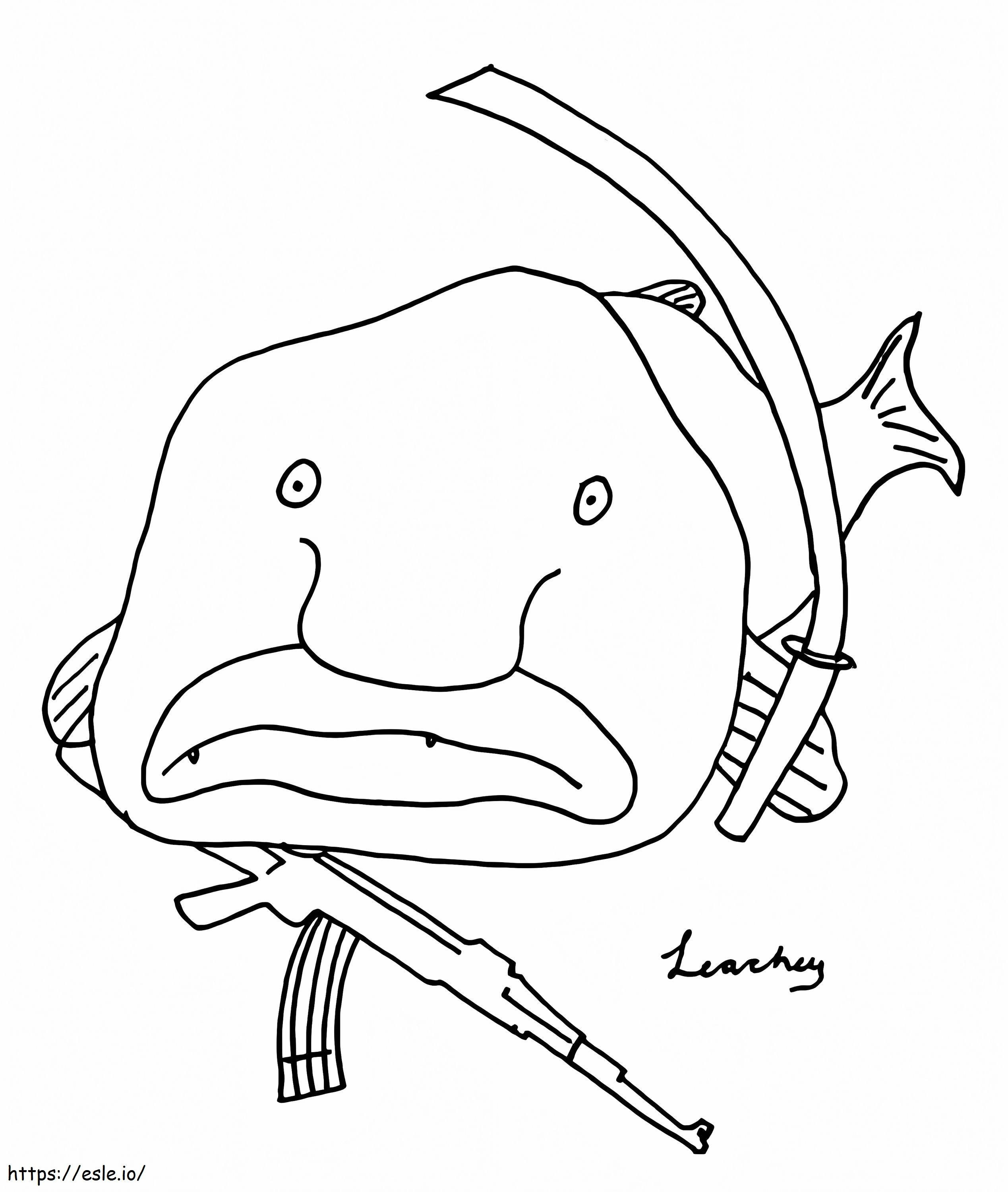 Blobfish Z Bronią kolorowanka