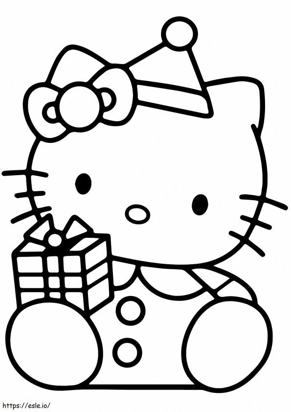 Hello Kitty i prezent kolorowanka