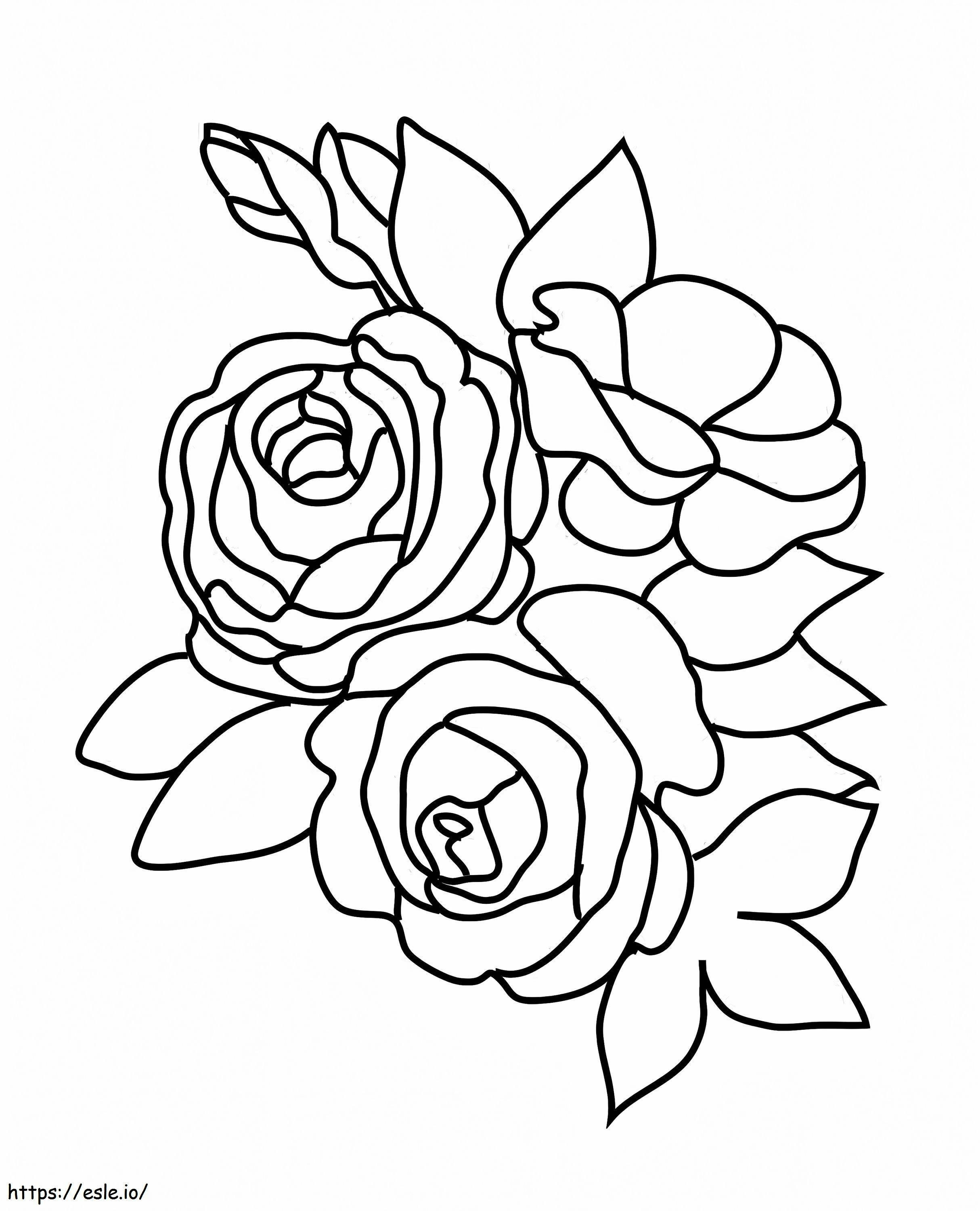 Desen și Colorat Flori Remarcabile Trei Trandafiri Frunze Kaiju Pentru Copii Dbs de colorat