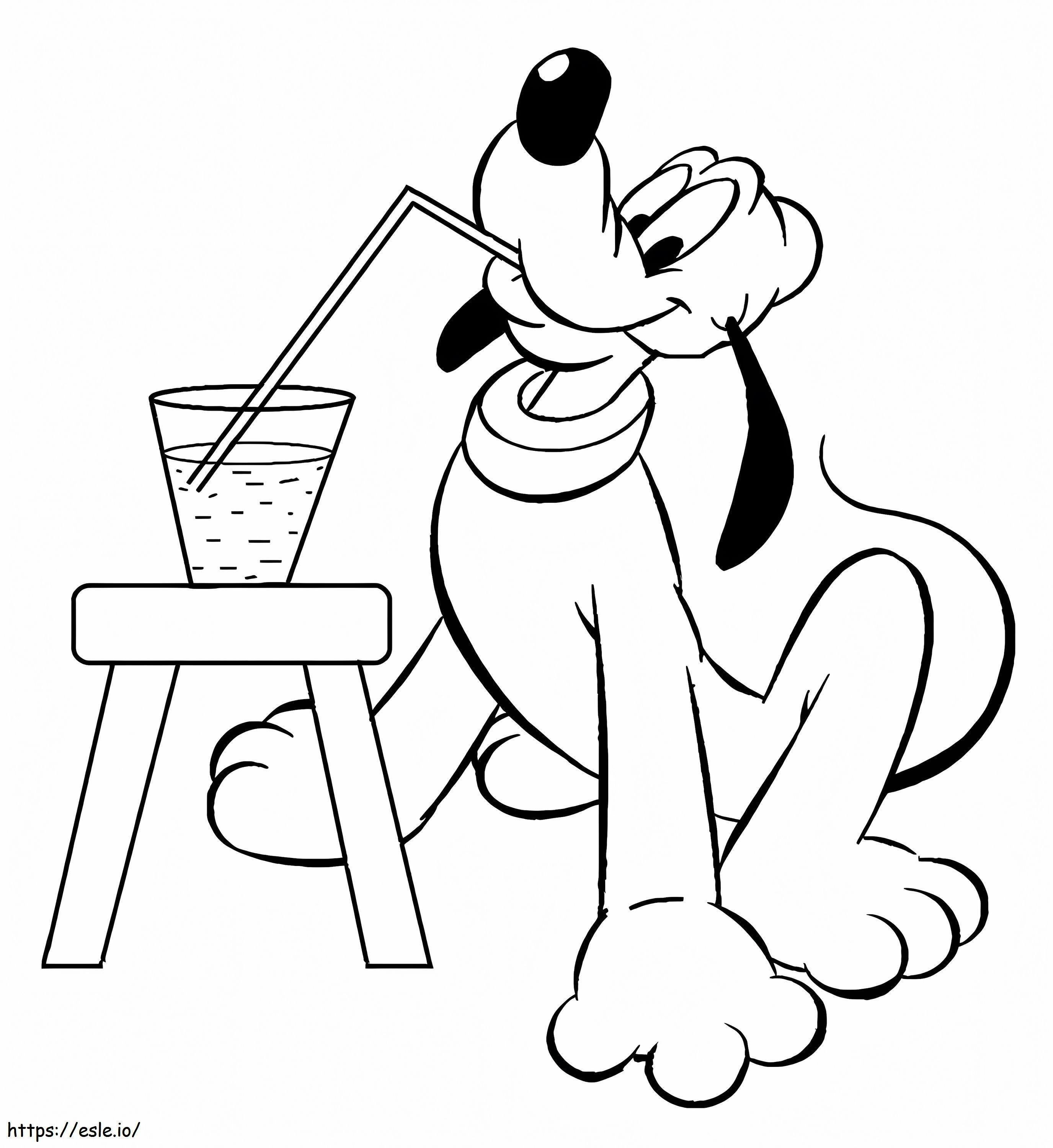 Pluto Drinks Water coloring page