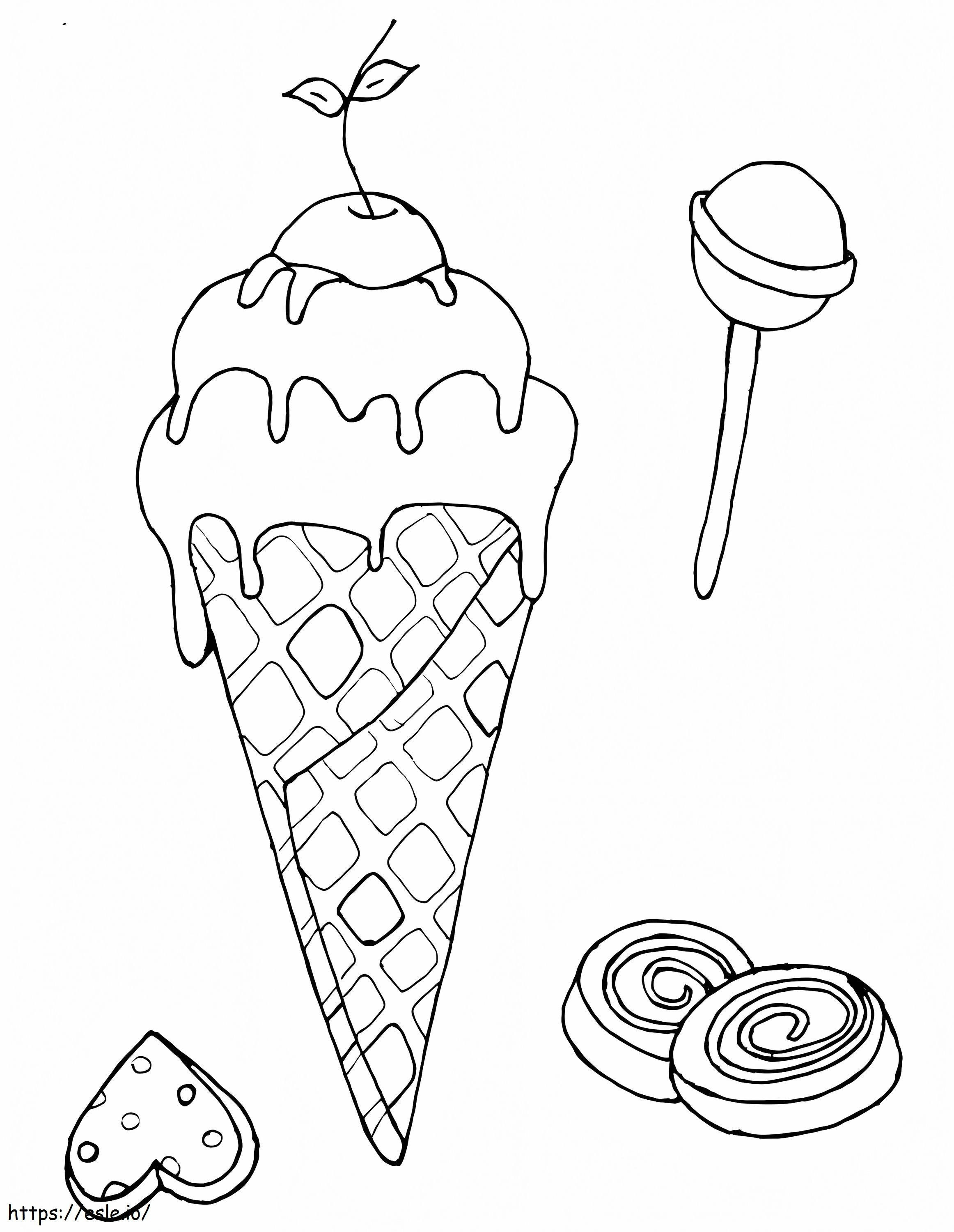 Lollipops-jäätelö värityskuva