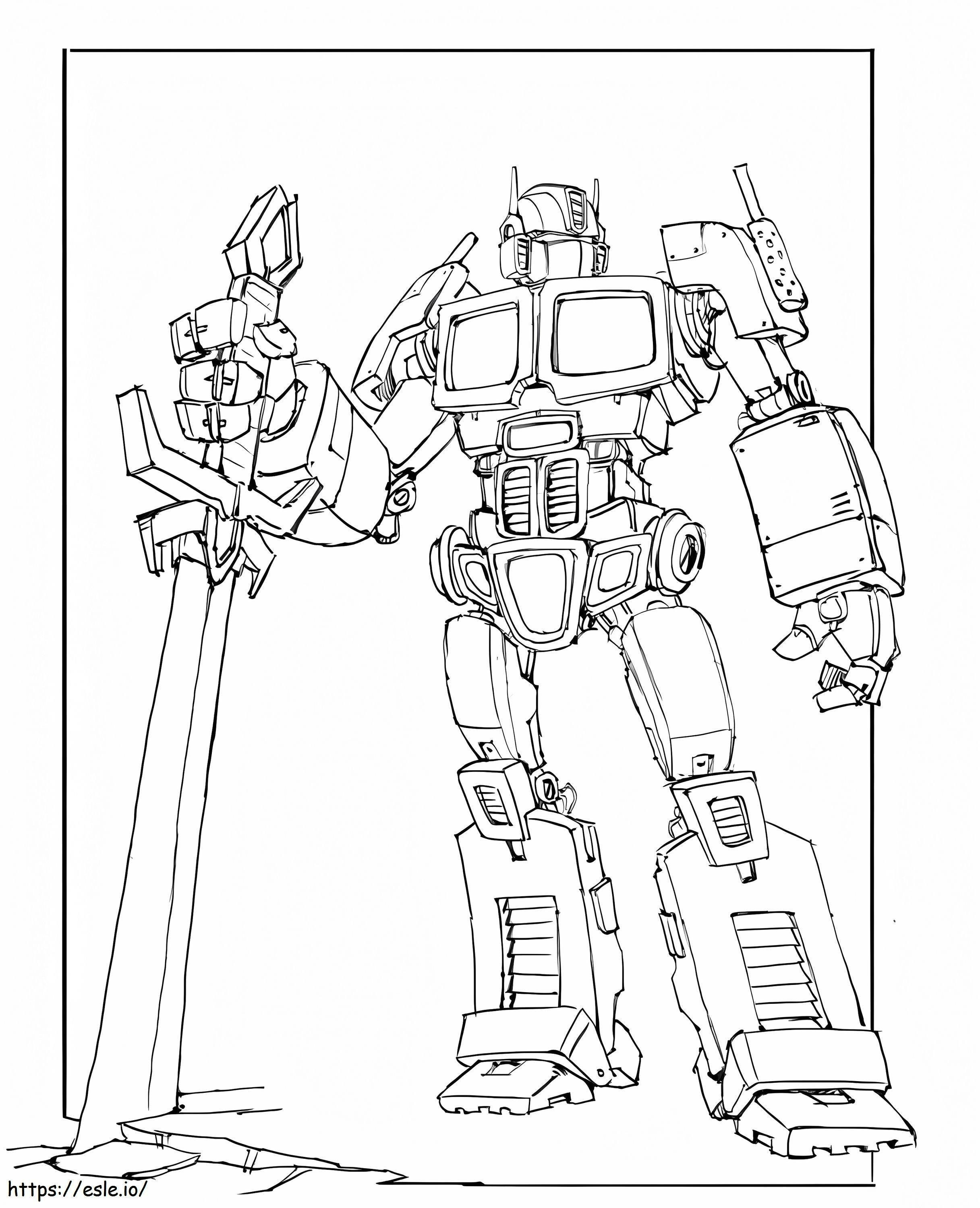 Optimus Prime And Sword coloring page