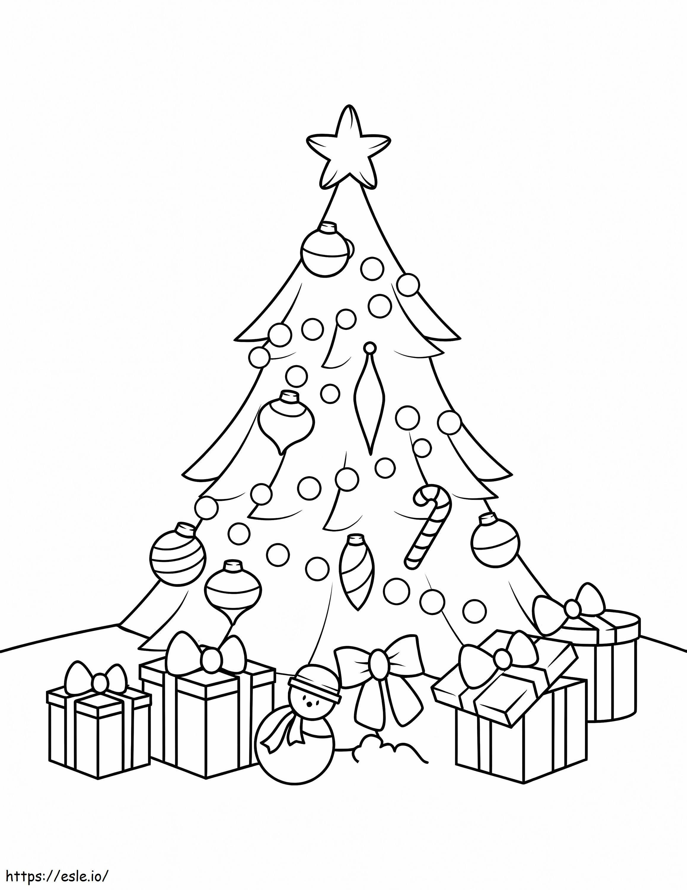 クリスマスツリーとプレゼント 1 ぬりえ - 塗り絵