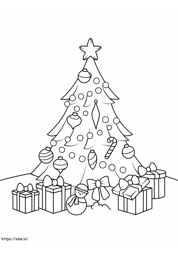 árbol de navidad y regalos 1 para colorear