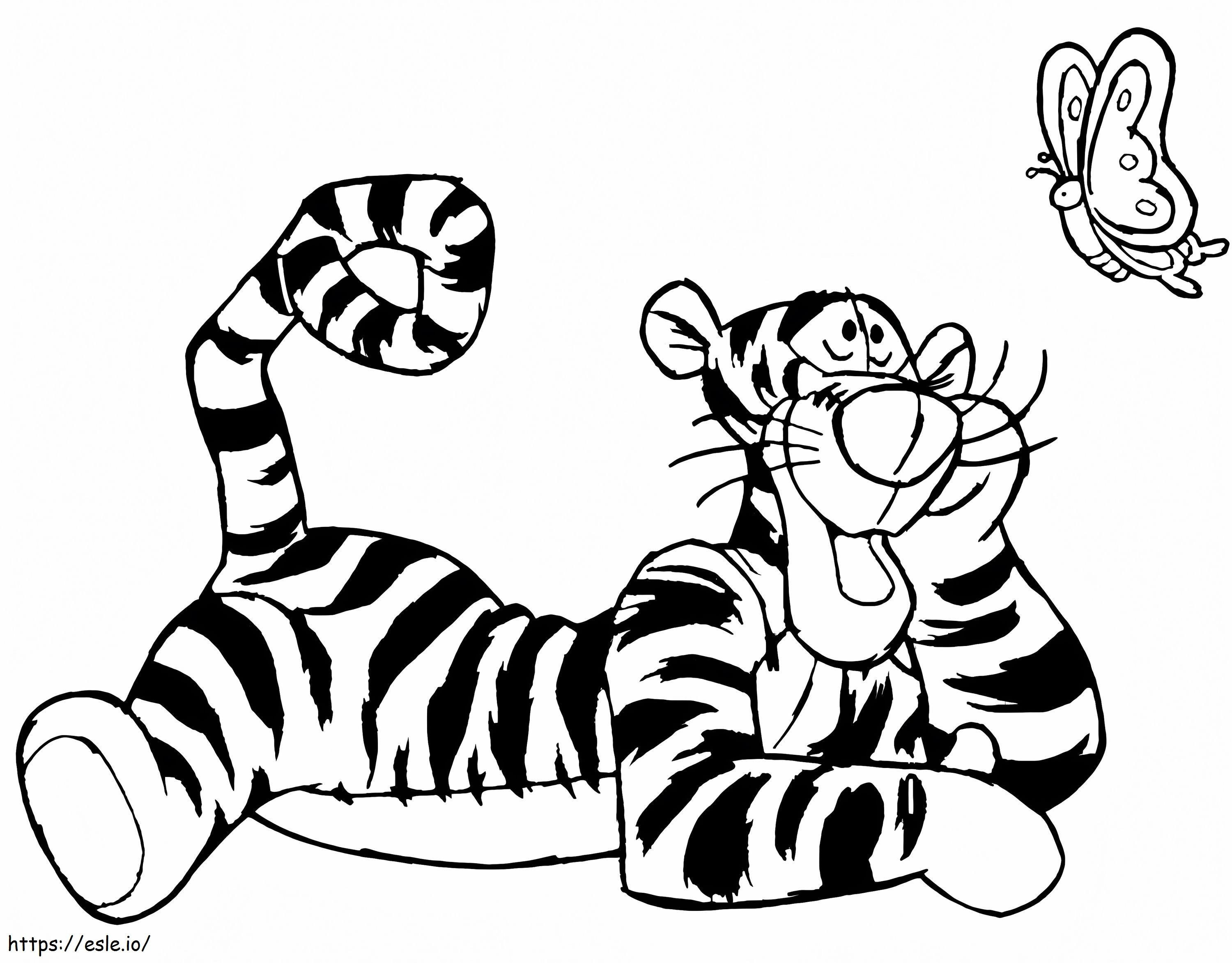 Tigre e borboleta para colorir