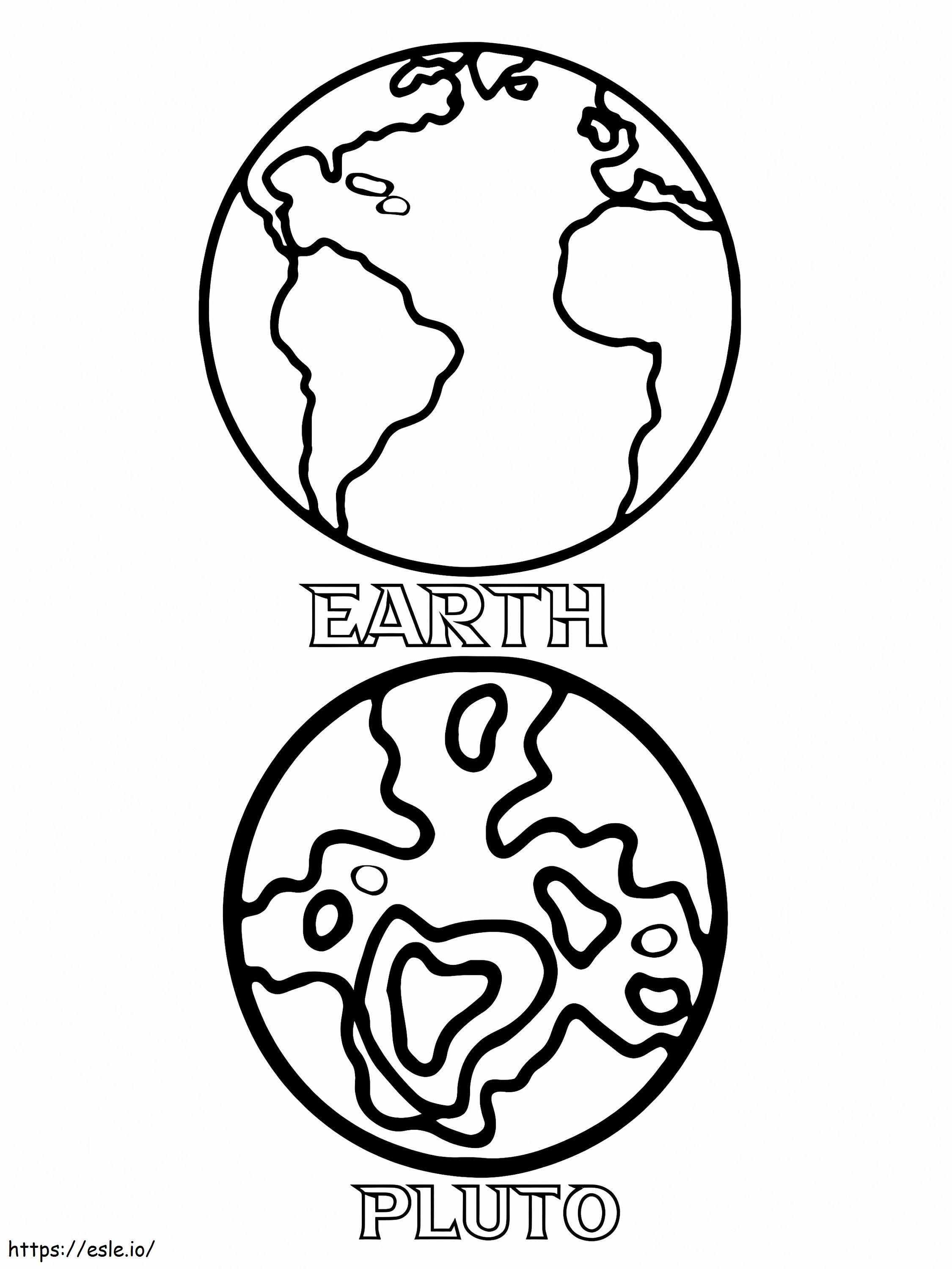 Tierra y Plutón para colorear