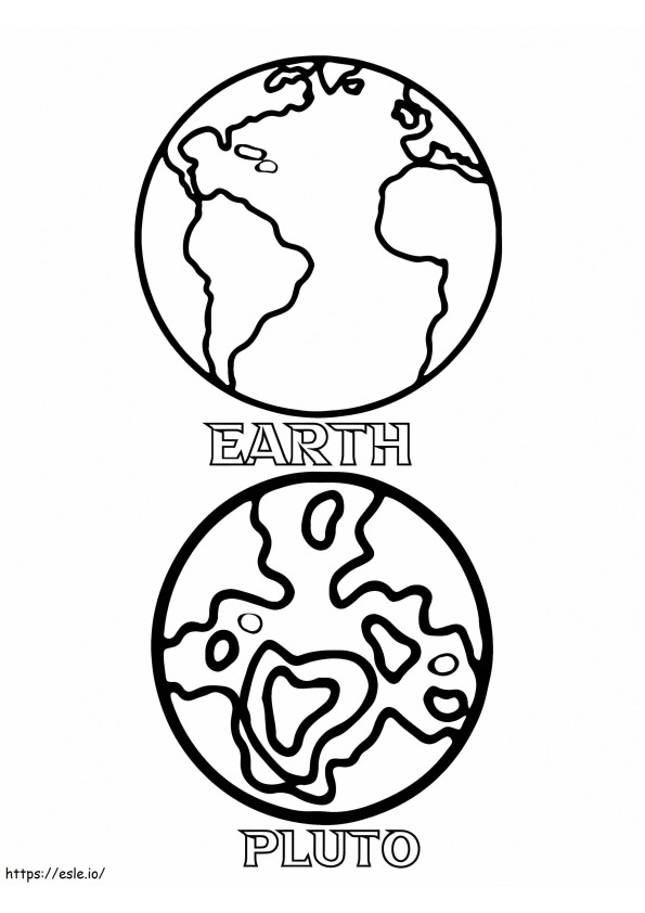 Coloriage Terre et Pluton à imprimer dessin