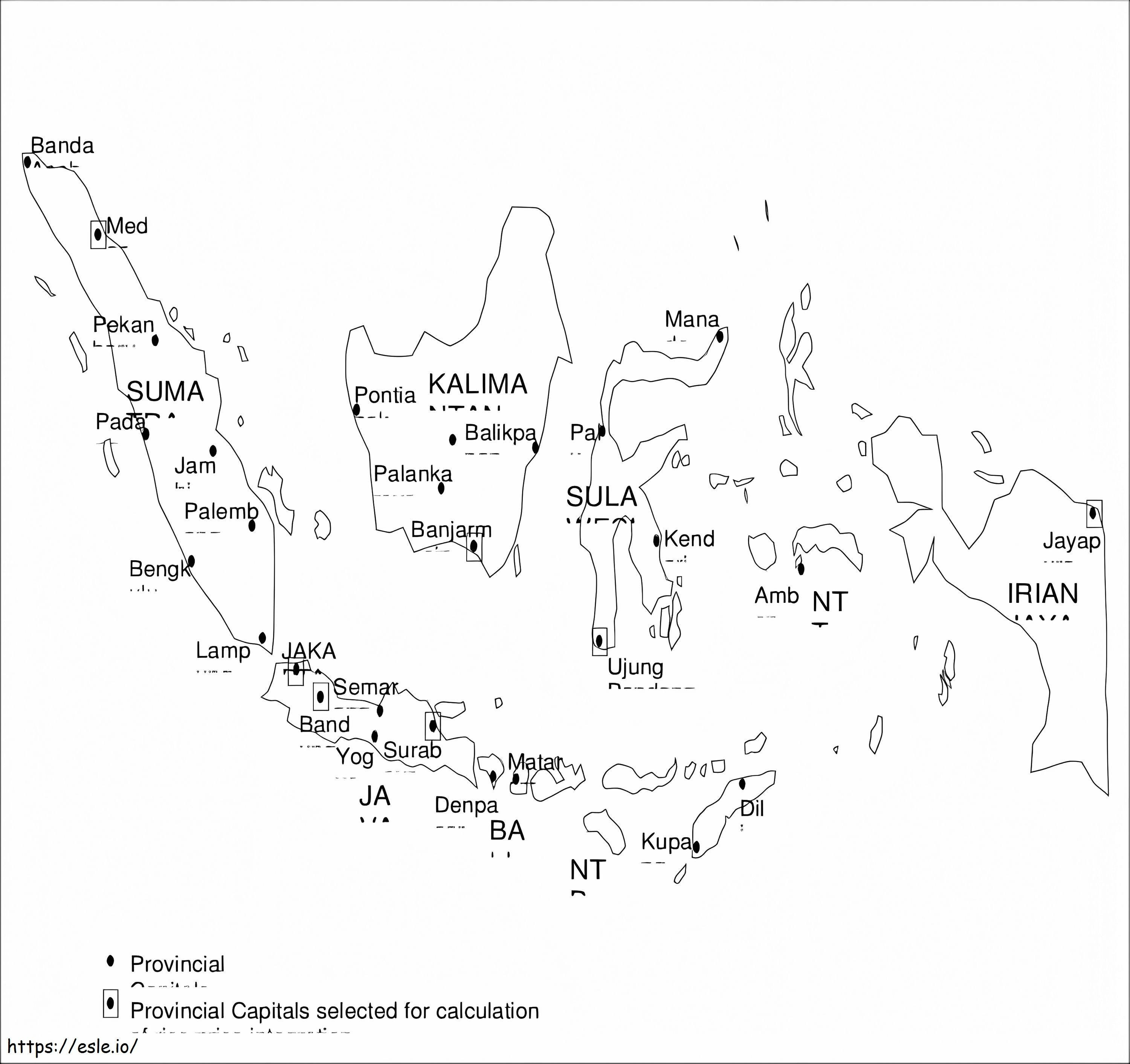 Mapa de Indonesia para colorear