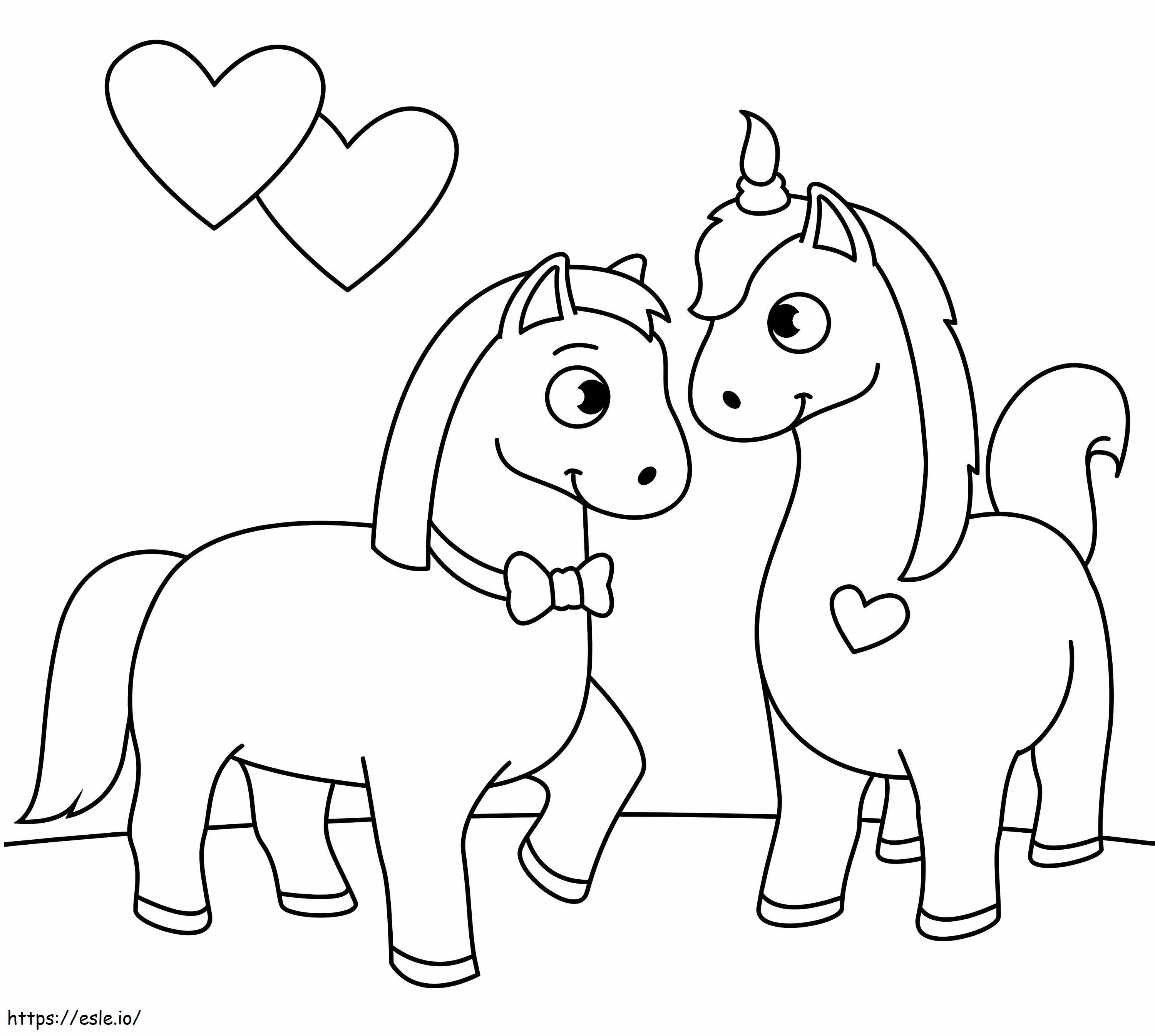 恋する馬たち ぬりえ - 塗り絵