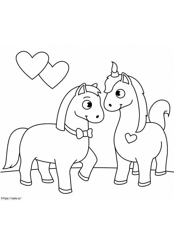 Horses In Love coloring page