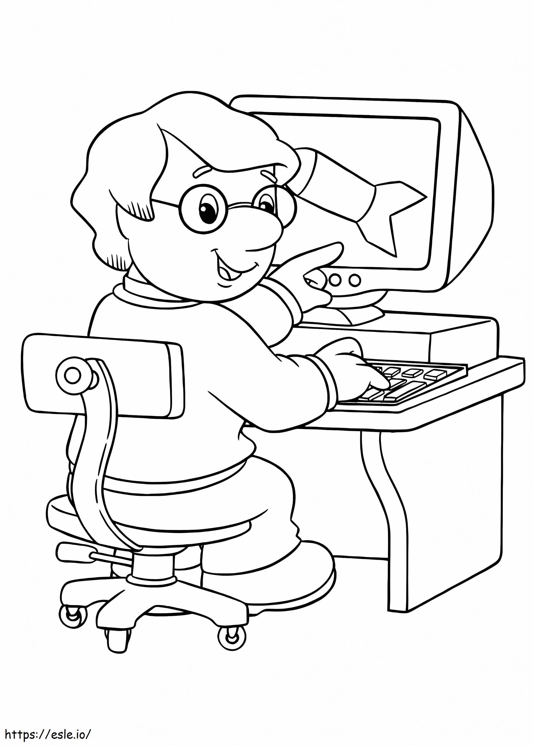 Studying On Computer coloring page