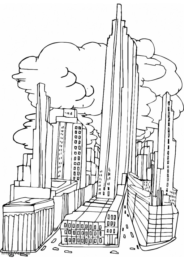 都市の高層ビル ぬりえ - 塗り絵