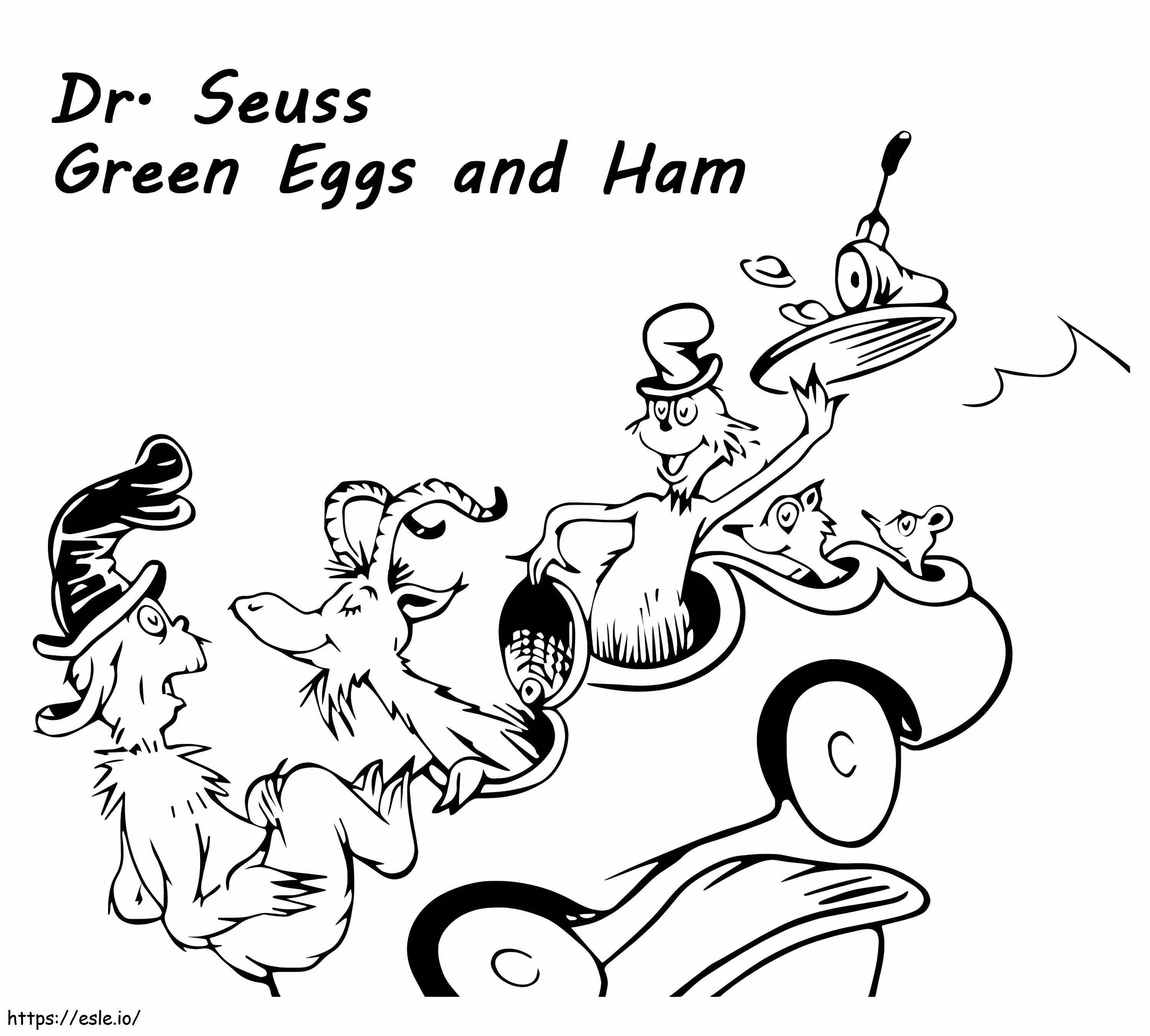 Vihreät munat ja kinkku 12 värityskuva