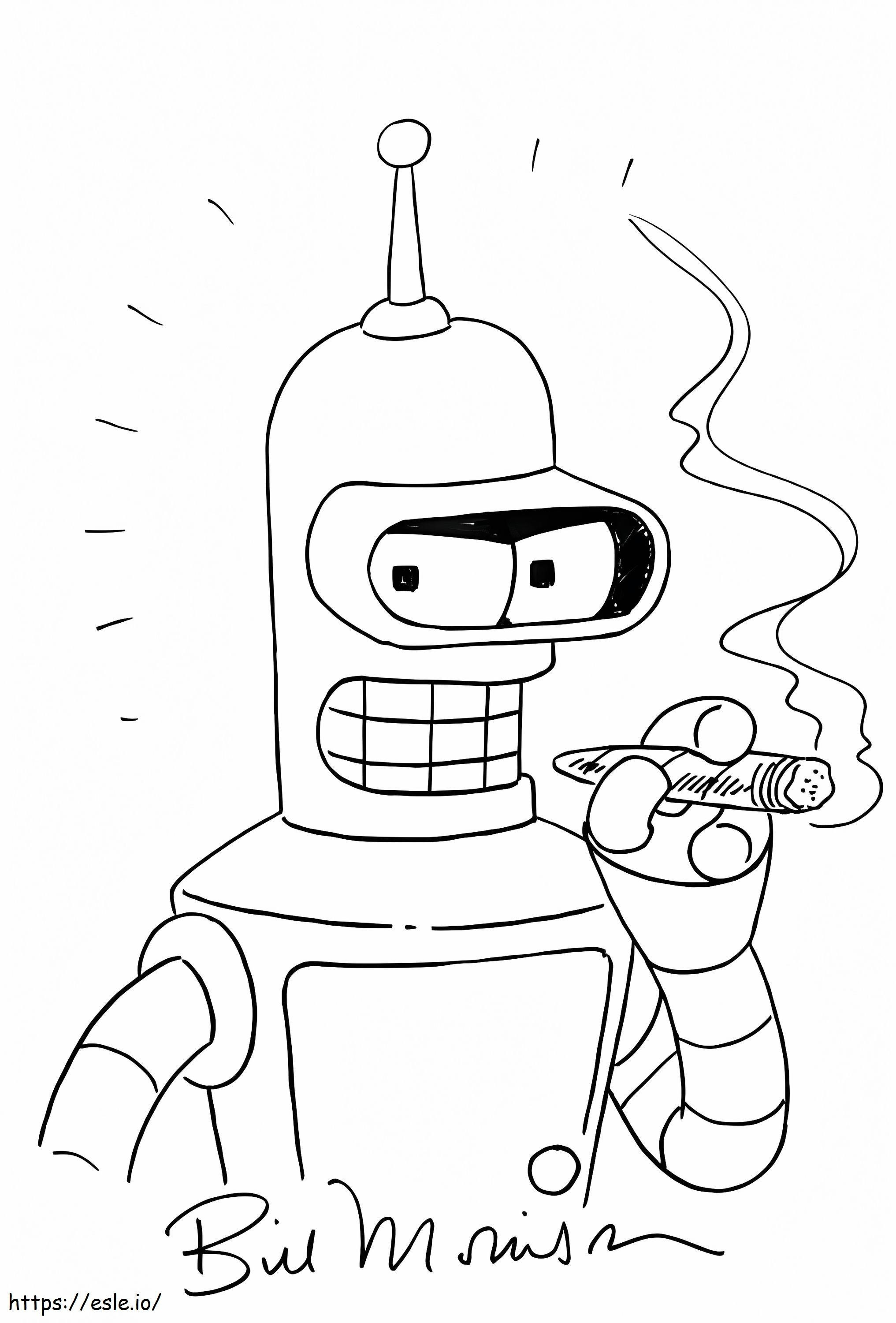 Bender Smoking coloring page