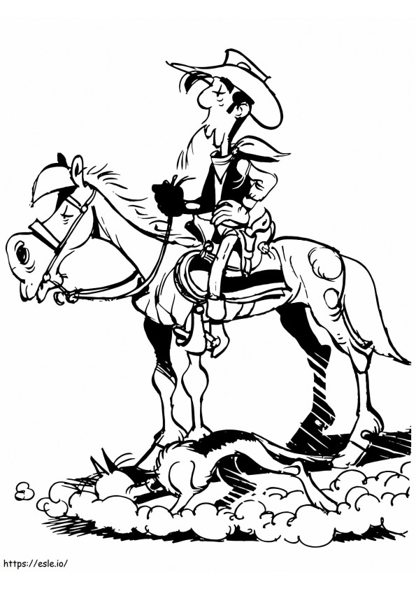 Coloriage Jolly Jumper avec Lucky Luke à imprimer dessin