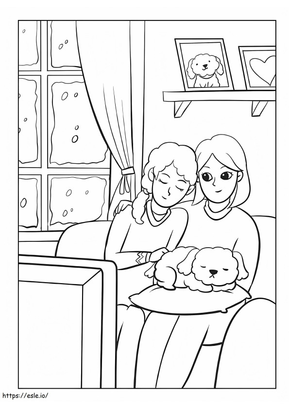 Family With Dog coloring page