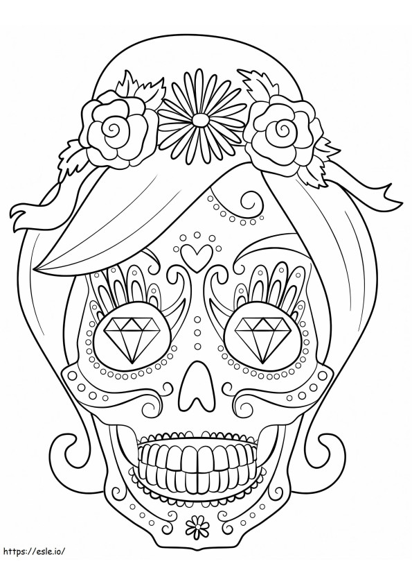 Coloriage Femme crâne de sucre à imprimer dessin