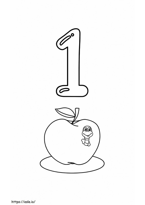 Coloriage Numéro 1 et Apple à imprimer dessin