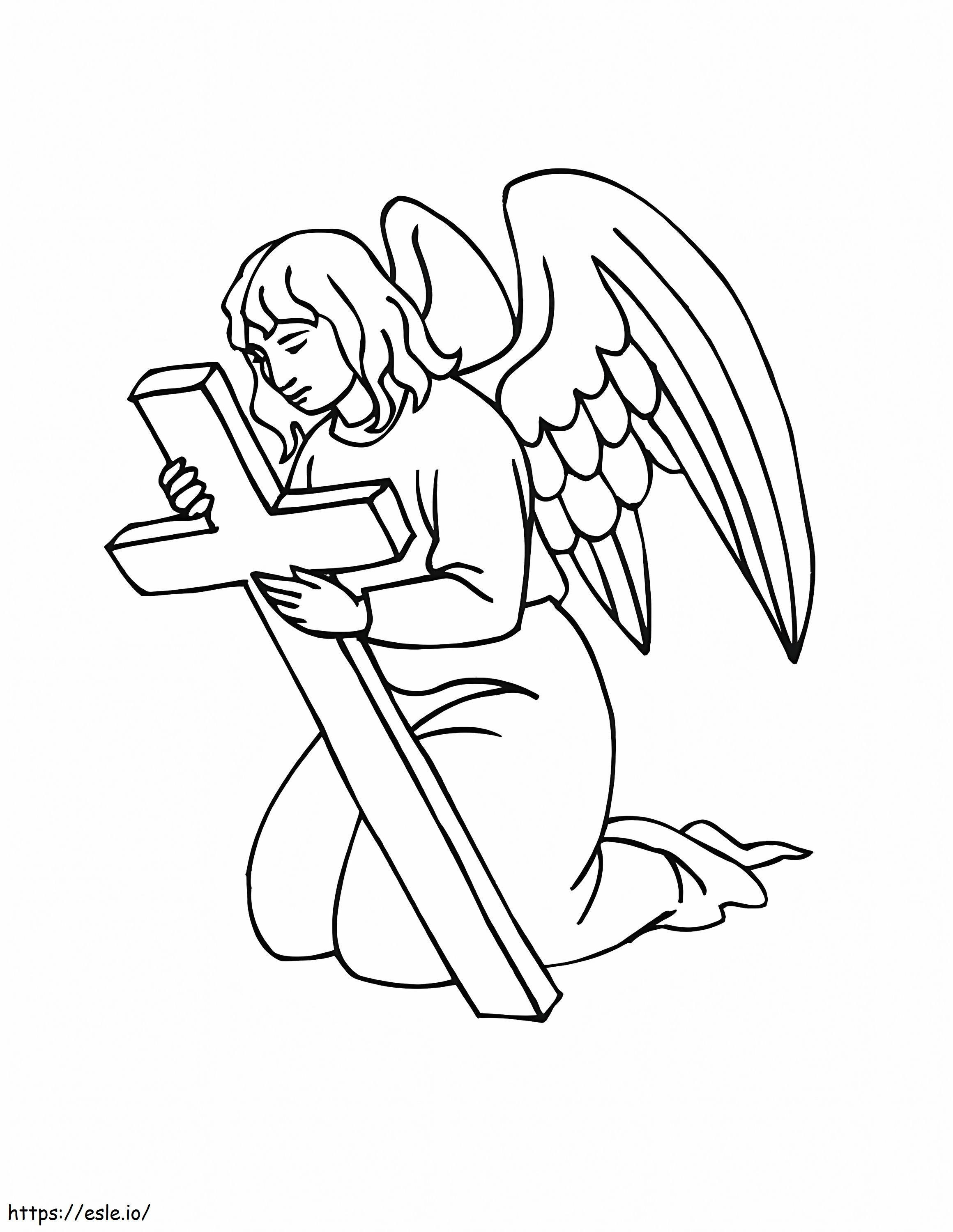 Angel Holding A Cross coloring page