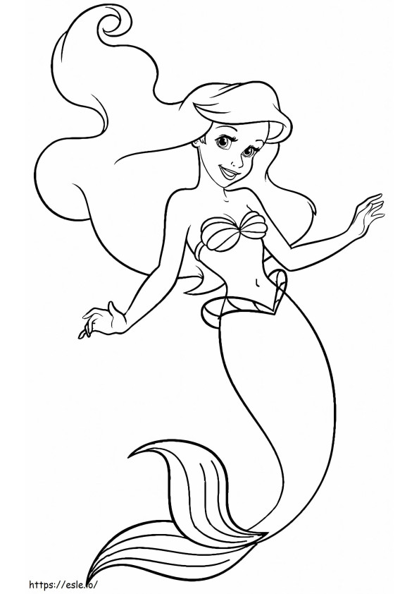 Coloriage Sirène de base Ariel à imprimer dessin