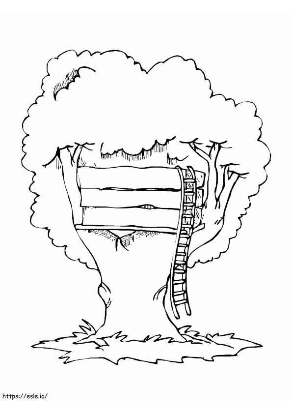 Coloriage Cabane dans les arbres normale à imprimer dessin