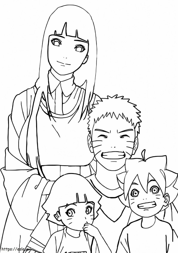 Coloriage Hinata et sa famille à imprimer dessin