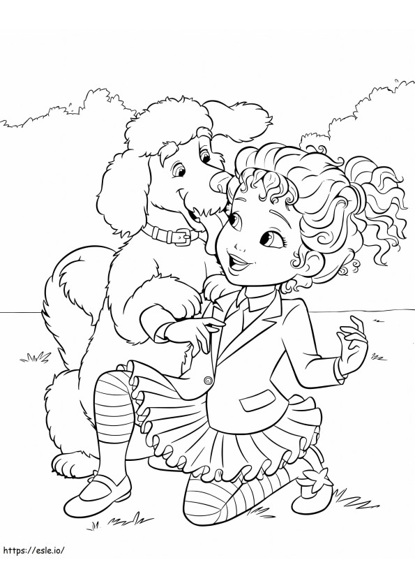 Coloriage Un chien et Nancy fantaisie à imprimer dessin