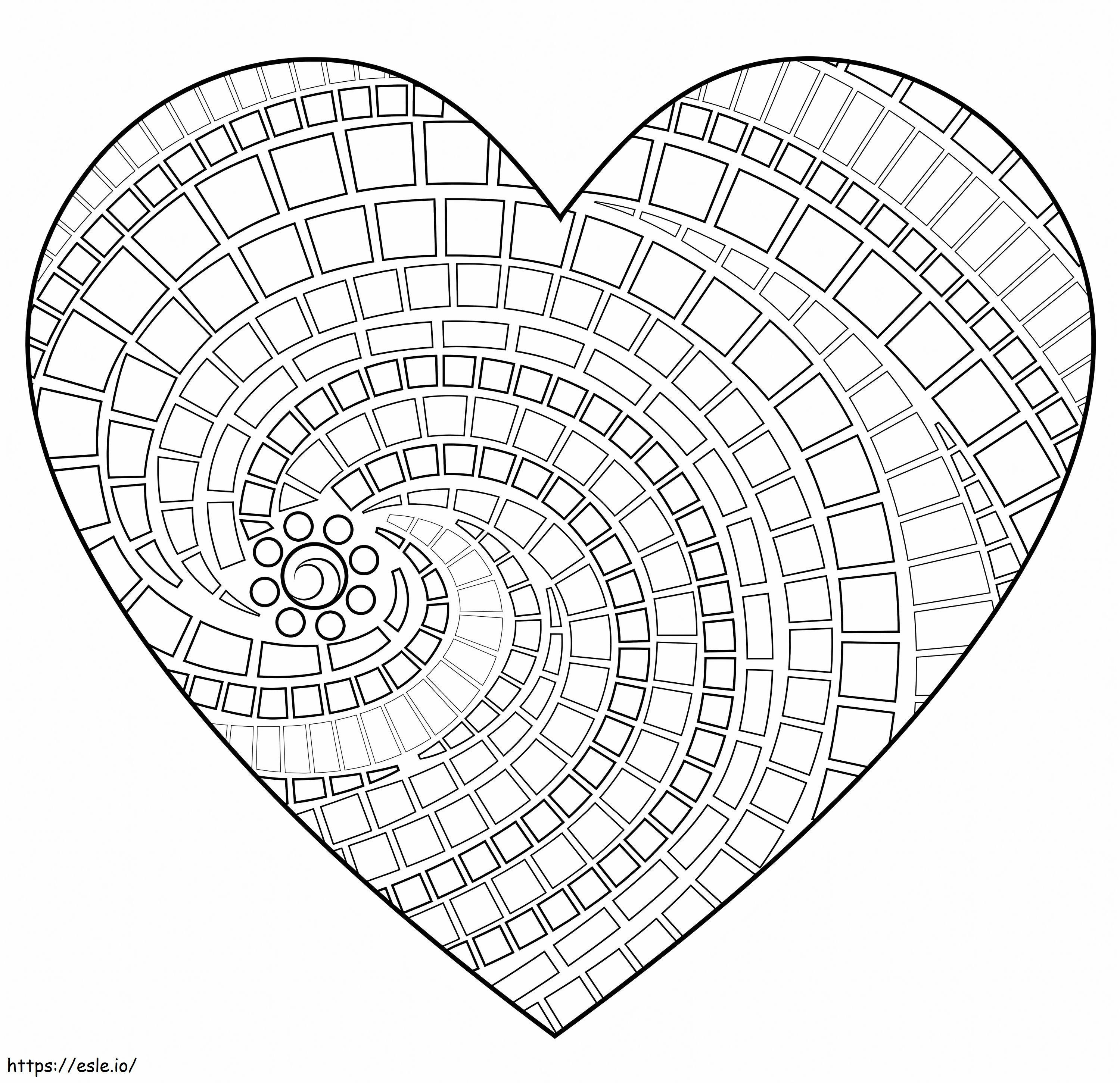 Coloriage Mosaïque de coeur à imprimer dessin